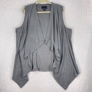 Cynthia Rowley‎ Gray Open Front Cardigan Womens Suede Like Sleeveless Size 1X